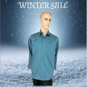 Geoffrey Beene Men's Dress Shirt Dark Turquoise {  Medium : 15 ½  - 32/33 }